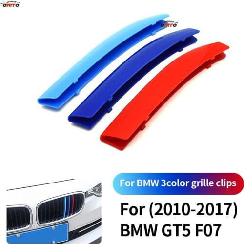 Car Head Accessory Front Grille Clips Covers 3 Colors Stripe Clip Decal Grille Bar Car Decoration ABS For GT5 F07 2010-2017