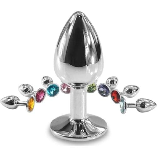 13 color for choose 3.4*8.2CM medium size mini silver metal anal plug butt jewel sex toys for men