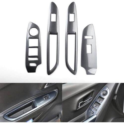 Carbon Fiber Style Car Armrest Window Lift Switch Panel Cover Frame Stickers For Chevrolet Trax 2014 2015 2016 2017 Car Styling