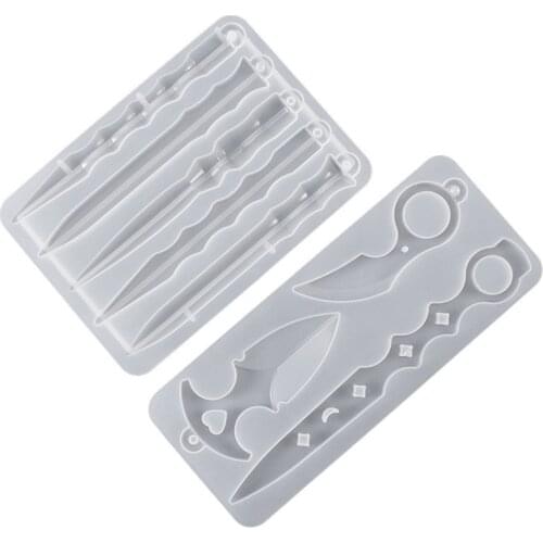Keychain Finger Cots Knife Defense Pendant Keychain Mirror Silicone Mold For DIY Crystal Epoxy Resin Mold