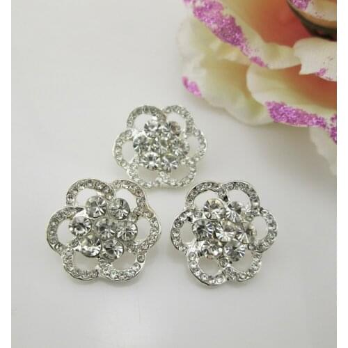 BT212 20mm)5pcs Alloy Clear Shank Rhinestone Wedding Garment Buttons sewing supplies