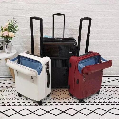 Business Boarding 20-inch Trolley Case With Small USB Charging Universal Silent Wheel Travel case, Front Opening