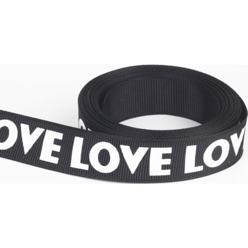 New Arrival 5Yards/bag Black Color Width 20mm valentines printed grosgrain ribbon love heart ribbon gift packaging ribbons