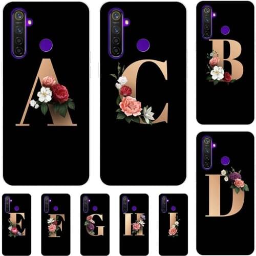 For OPPO Realme 5 5i 5S Case For Realme 5 Pro Realme Q Cute Lovely Cartoon Pattern Flower Black Letters Soft Silicone Back Cover