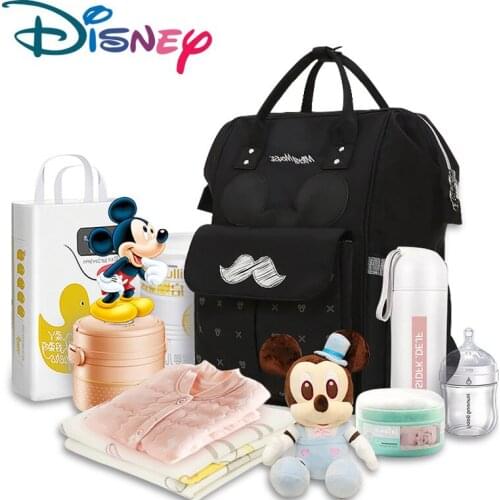 Disney USB Bottle Feeding Travel Backpack Baby Bags for Mom Storage Bag Mummy Bags Mocha Cute Waterproof Diaper Bags Baby Bags