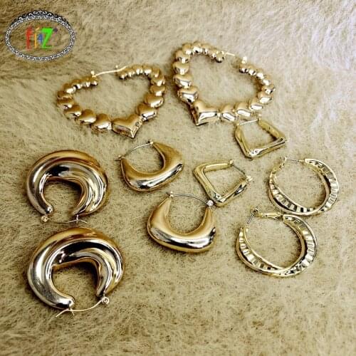 F.J4Z 2021 Trend Earrings Women Multi-design Twisted Heart U Shape Hoop Earring Hoops Aros Mujer Oreja Lady Gifts Dropship