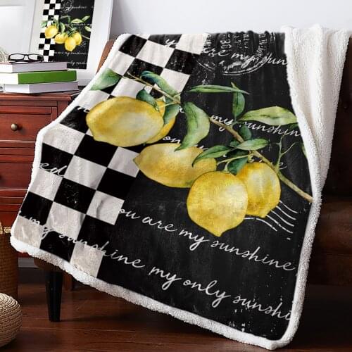 Farm Fruit Lemon Plaid Throw Blanket Soft Fleece Blankets Winter Blanket Portable Picnic Blankets Bedclothes