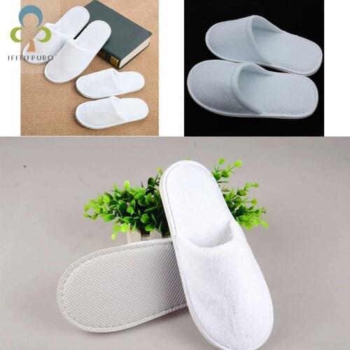 Guest Shoes Kids And Adult Spa Hotel Travel Disposable Slippers Towelling Hotel Disposable Slippers in White RQX