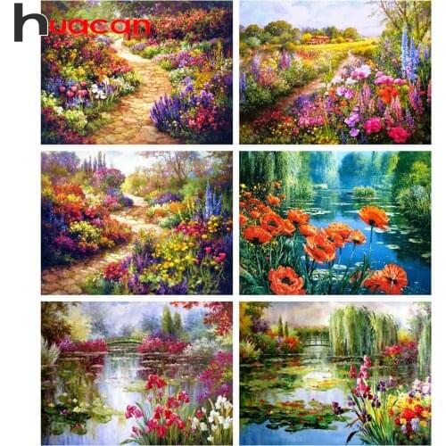 Huacan 5d Diamond Painting Landscape New Arrivals Full Square/Round Drill Diamond Embroidery Mosic Flower Home Decor