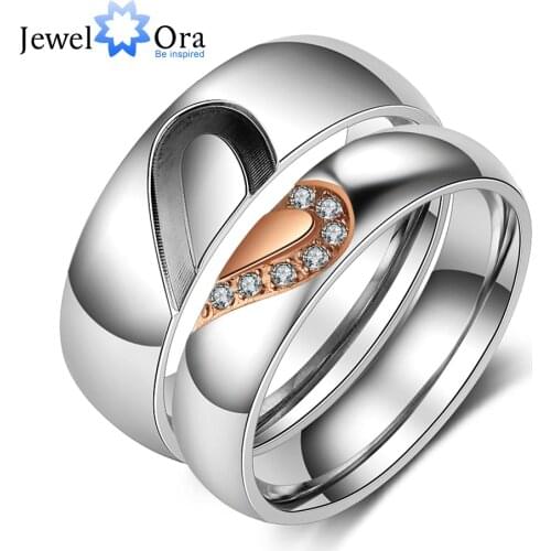 Personalized Heart Matching Couple Rings for Lovers Custom Name Wedding Band Engagement Ring Women Men Valentine Gift Jewelry