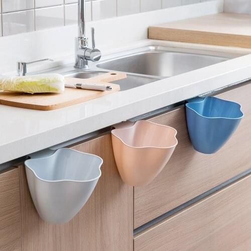 Creative Kitchen Trash Basket Hanging Waste Bin Storage Basket Multifunction Desktop Storage Box Plastic Storage Bucke