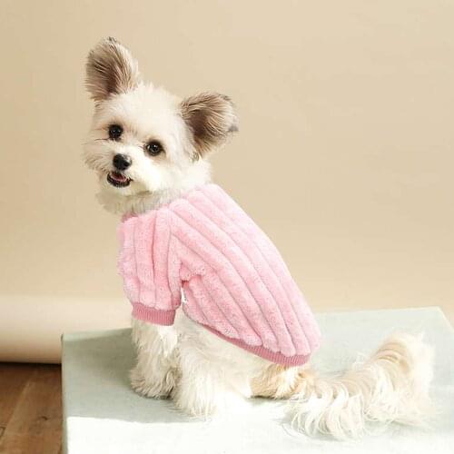 Cute Pet Clothes, Teddy Bear Puppy Kitten Pet Coat, Autumn and Winter Warm Soft Striped Pet Clothes Chihuahua Clothes