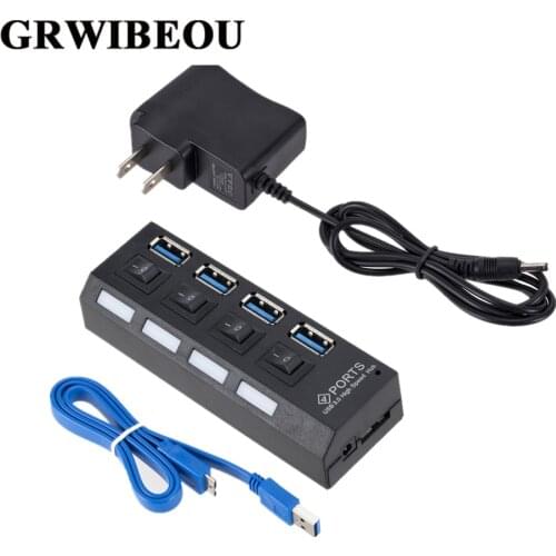Mini USB HUB 3.0 Super Speed 5Gbps usb3.0 4 Ports HUB Portable Micro USB 3.0 HUB Splitter With External Power Adapter For PC Acc