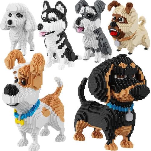 Pets Animal Model Mini Building Blocks Micro Bricks Mike Dog Husky Chenery Toys Children Educational Friends Kids