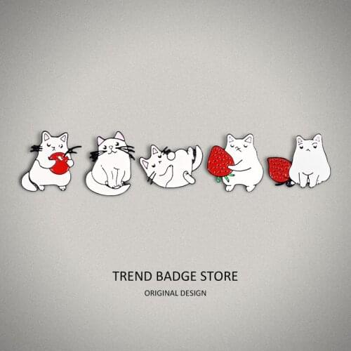 Cartoon Naughty Cat Throwing Fruit Solitarys Game Music Roll Creative Brooch Versatile Accessories Hat Badge Enamel Label Pins