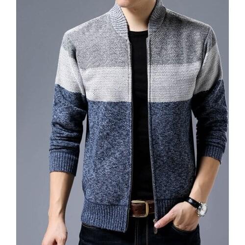 2020 New Fashion Brand Clothing Jacket Men Casual Mandarin Collar Mens Coat Gradient knitting Zippers Mens Jackets And Coats