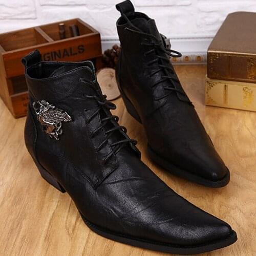 Men Fashion Formal Ankle Boots British Style Men Party Prom Breathable Boots Stage Cowboy Boots