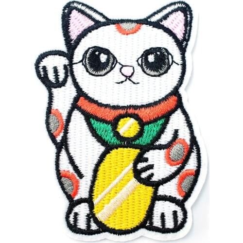 Lucky Cat (Size:5.5X8.0cm) DIY Cloth Badge Mend Decorate Patch Jeans Jackets Bag Clothes Apparel Sewing Decoration Applique