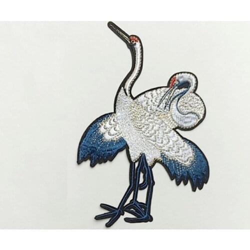 Crane 17*11cm applique patches vintage embroidered badge fabric patch Fashion clothing decoration accessories patch