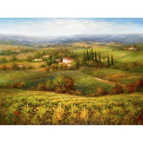 Wall art Lanscapes paintings Villa d Calabria hand-painted artwork of village field picture for home decor