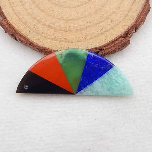 Natural Stone Obsidian Red River Jasper Amazonite With Lapis Lazuli Pendant Bead 44x17x5mm,5.5g