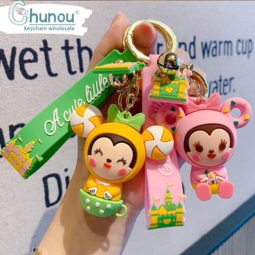 2020 New Creative Sweet Baby Women Car Keychain Keyring Cute Silicone Backpack CKeychains Couple Gift For Boy Friends llaveros