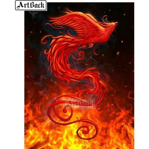 New diy 5d diamond painting phoenix fire pattern full square drill diamond mosaic animal embroidery home decoration gift 20x25cm
