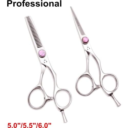 5.0 5.5 6.0 Hair Scissors 440C Japan Steel Professtional Hairdresser Scissors Thinning Barber Scissors Set Hair Cut Shears 9014