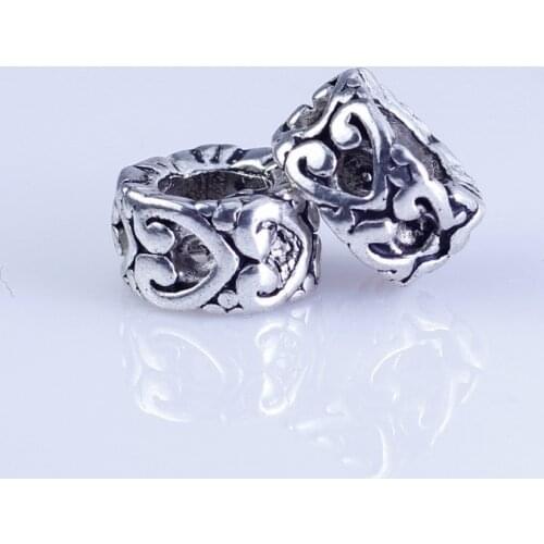 Wholesale 50pcs silver plated round beads Big Hole Beads Fit style European Bracelet hole 5mm