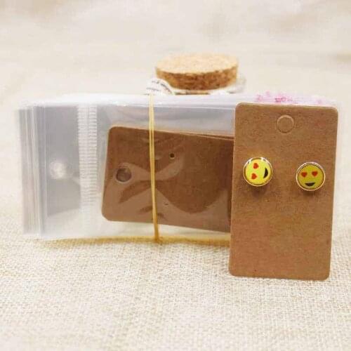 Wholesale retangular black/brown stud earring display card tag earring display hang tag card 200pcs +200 plastic bag