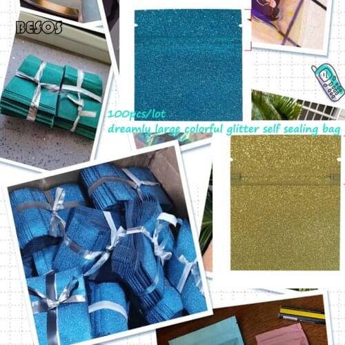 Wholesale Dreamly Large Colorful Glitter Self Sealing Bag Promotion Party Snack Cake Jewelry Packaging Decoration Gift Bag