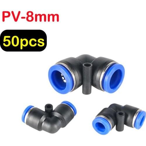 50pcs "L" Shape OD 8mm Hose Tube 90 Degree Plastic Elbow Air Pneumatic Connector Quick Fittings