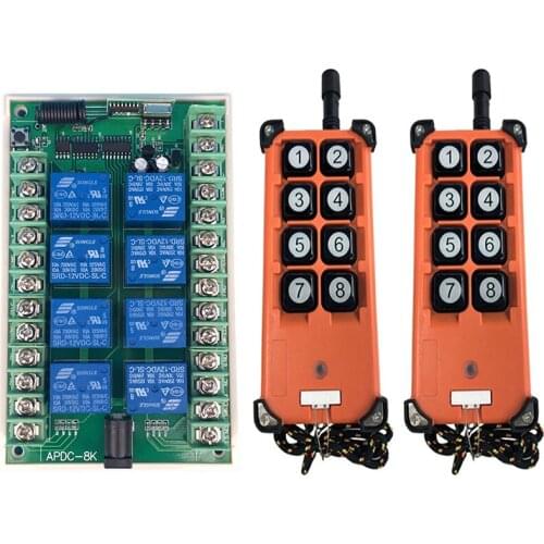433Mhz Smart Home DC 12V 24V 8CH Wireless Remote Control Switch With 3000M Long Distance Industrial Controller 8CH Transmitter
