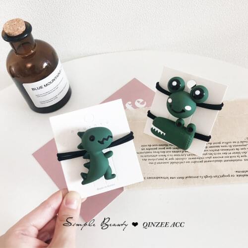 Cute Green Dinosaur Hair Ties small Frog Crocodile Elastic Hair Bands Accessories for Women Girls Ponytail Holder Rubber Bands