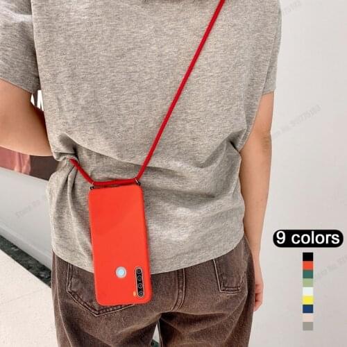 Silicone Strap Necklace Phone Case for Xiaomi Redmi Note 10 Pro Max 9S K40 8A Mi 10 9 SE A2 A3 9T Strap Cord Chain TPU Cover