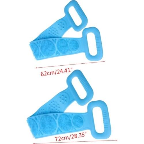 Unisex Silicone Back Scrubber Towel Bath Body Skin Brush Belt Double Sided Exfoliating Massage Shower Cleaning Strap