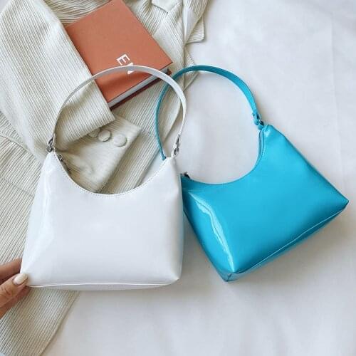 Retro Baguette Bag Patent Leather Desginer Bags Lady Shoulder Bags for Women Trend 2021 Hobos Luxury Handbag Shopper Phone Purse