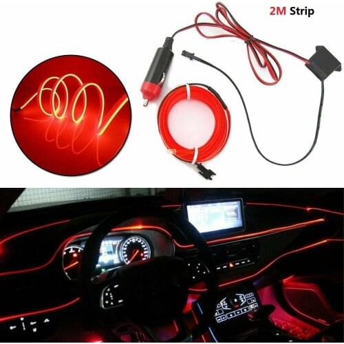 Car Strip Light Car Interior Decor Atmosphere Light LED Auto Strip Decoration Flexible Neon Light 12V Red 200cm Decorative Lamp