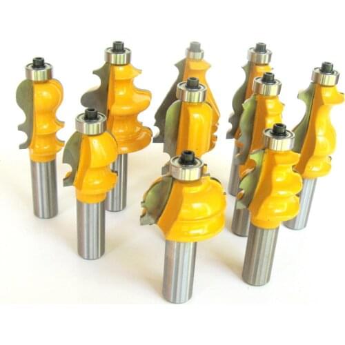Top quality 1/2" Shank Architectural Specialty Molding Router Bit set 10pcs milling cutter router bits for wood/wood cutters set