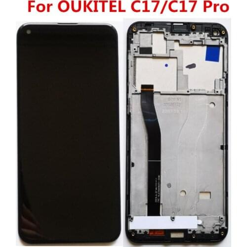 Original With Frame LCD Display+Touch Screen Tested LCD Digitizer Glass Panel Replacement For Oukitel C17/C17 Pro
