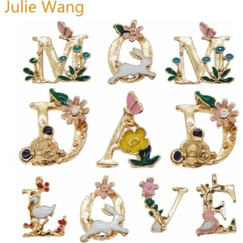 Julie Wang 1 Pack Gold Tone"Hope""Dream" "Love""Life" Letters Enamel Aphabets Charms Necklace Pendant Jewelry Making Accessory
