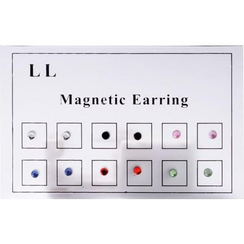 12pcs/card Magnet Ear Tragus Cartilage Lip Stud Nose Ring Earrings Fake Septum Non Pierced Jewelry Magnetic Earring Punk