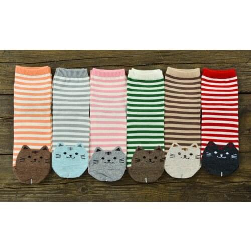 120pairs/lot 2017 new fashion women cartoon cat cotton sock