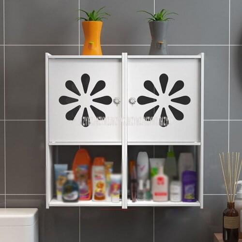 Single/Double Wall Mounted Bathroom Cabinet PVC Wood-Plastic Wall Hanging Kitchen Bathroom Storage Cabinet Toilet Furniture