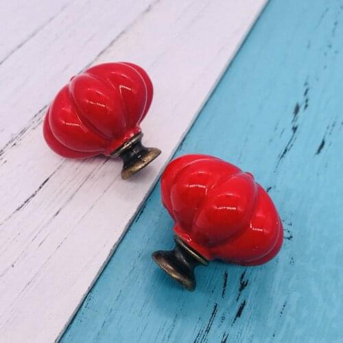 2pcs Drawer Knob Pull Handle Ceramic Pumpkin Shape Cabinet Drawer Pulls Cupboard Door Knobs with Screws for Home Office Decor
