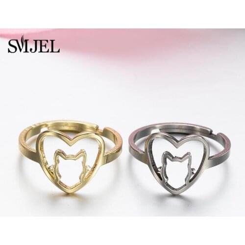 2021 Trendy Cute Animal Cat Rings for Women Teens Heart Shape Charm Finger Ring Moon Star Anel bijoux Christmas Gifts