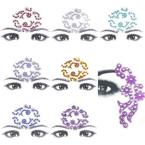7 Sheet/Lot Crystal Adhesive Temporary Tattoo Sticker Flash Tattoo Eye Decal For Make Up Rhinestone Festival Glitter Face Jewels