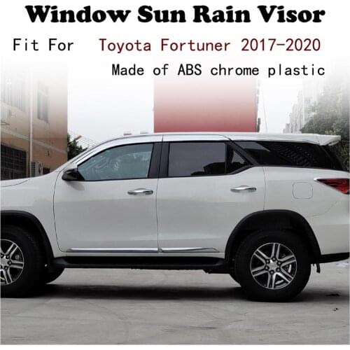 ABS Chrome plastic Window Visor Vent Shades Sun Rain Guard car accessories For Toyota Fortuner 2017-2020