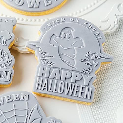 Acrylic Halloween Cookies Cutter Ghost Embossed Mold Cake Decorating Tool Fondant Sugar Craft Baking Accessories