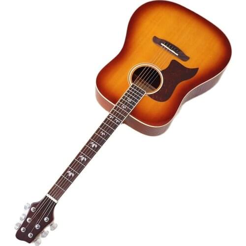 Left hand Acoustic guitar 6 string 41 inch folk guitar high gloss finish sunburst & green color